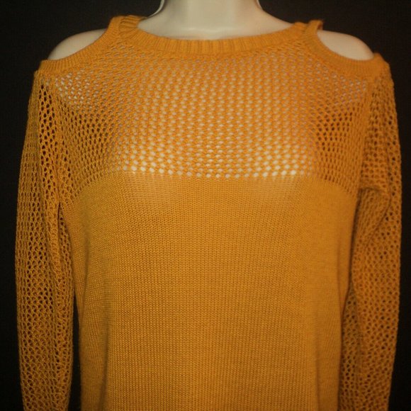 Serendipity by Victoria Sweater Size L Melon-Gold Cold Shoulder Long Sleeves - Picture 2 of 5